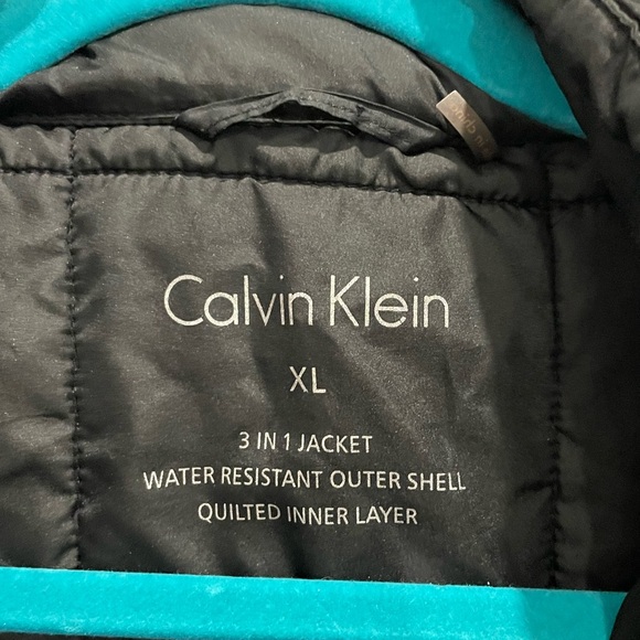 Calvin Klein XL 3 in 1 jacket grey water resistant outer blk quilted inner - Picture 2 of 5